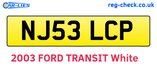 NJ53LCP are the vehicle registration plates.