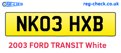 NK03HXB are the vehicle registration plates.