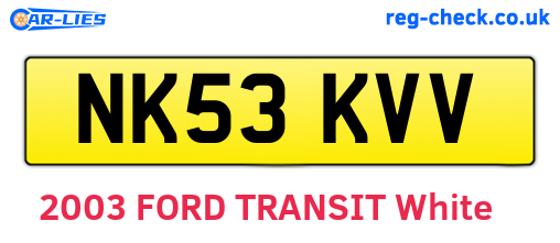 NK53KVV are the vehicle registration plates.