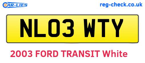 NL03WTY are the vehicle registration plates.