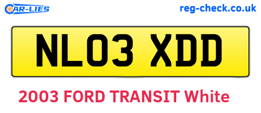 NL03XDD are the vehicle registration plates.