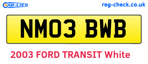 NM03BWB are the vehicle registration plates.