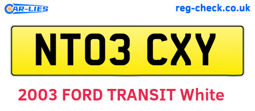 NT03CXY are the vehicle registration plates.