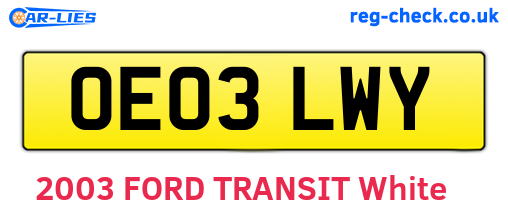 OE03LWY are the vehicle registration plates.