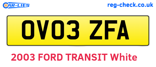 OV03ZFA are the vehicle registration plates.