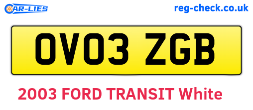 OV03ZGB are the vehicle registration plates.