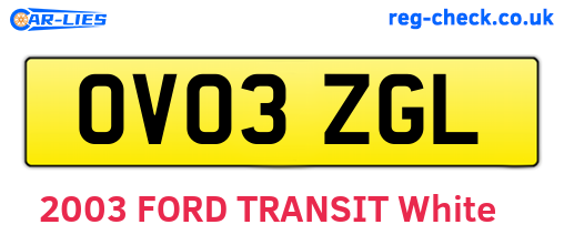 OV03ZGL are the vehicle registration plates.