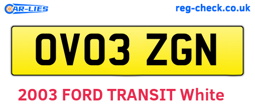 OV03ZGN are the vehicle registration plates.