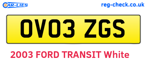 OV03ZGS are the vehicle registration plates.