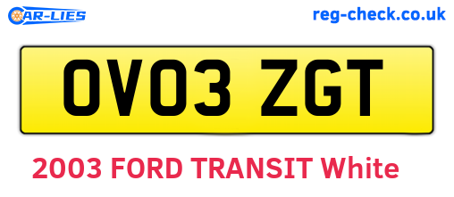 OV03ZGT are the vehicle registration plates.