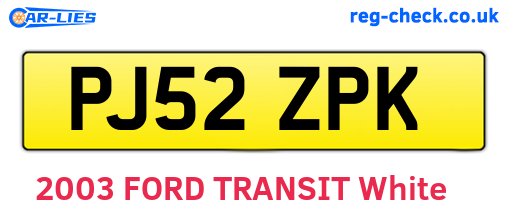 PJ52ZPK are the vehicle registration plates.