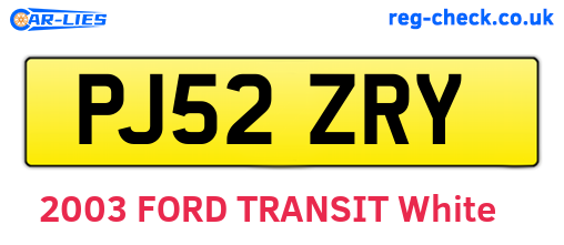 PJ52ZRY are the vehicle registration plates.