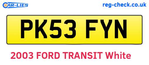 PK53FYN are the vehicle registration plates.