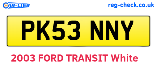 PK53NNY are the vehicle registration plates.