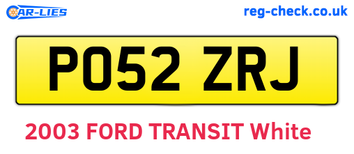 PO52ZRJ are the vehicle registration plates.
