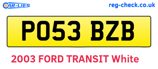 PO53BZB are the vehicle registration plates.