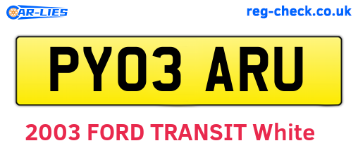 PY03ARU are the vehicle registration plates.