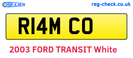 R14MCO are the vehicle registration plates.