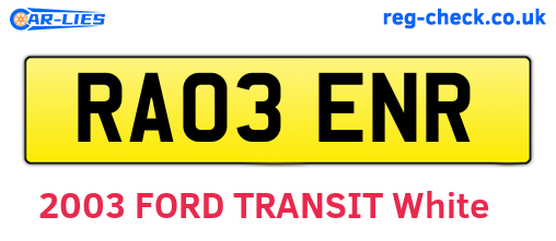 RA03ENR are the vehicle registration plates.