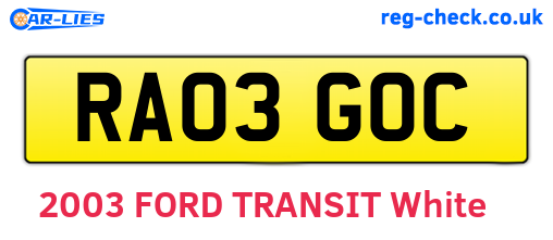 RA03GOC are the vehicle registration plates.