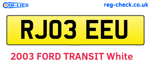 RJ03EEU are the vehicle registration plates.