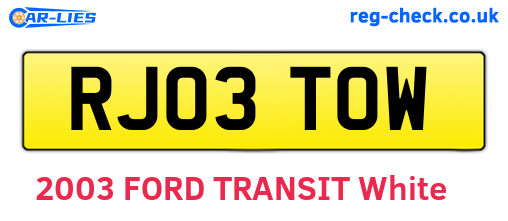 RJ03TOW are the vehicle registration plates.
