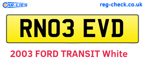RN03EVD are the vehicle registration plates.