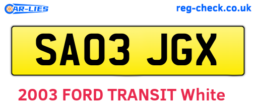 SA03JGX are the vehicle registration plates.