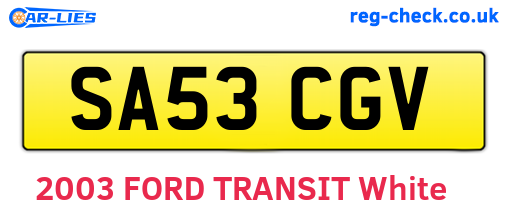 SA53CGV are the vehicle registration plates.