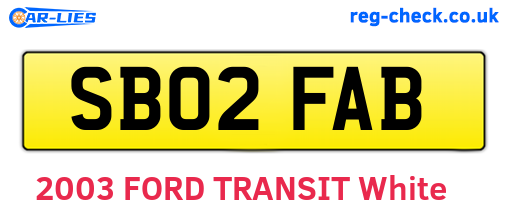 SB02FAB are the vehicle registration plates.