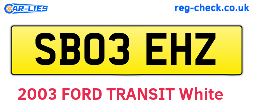 SB03EHZ are the vehicle registration plates.