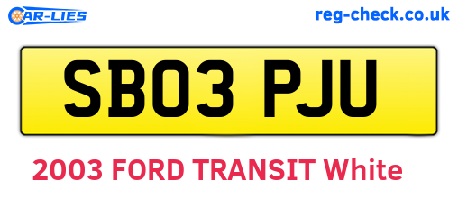 SB03PJU are the vehicle registration plates.