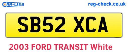 SB52XCA are the vehicle registration plates.