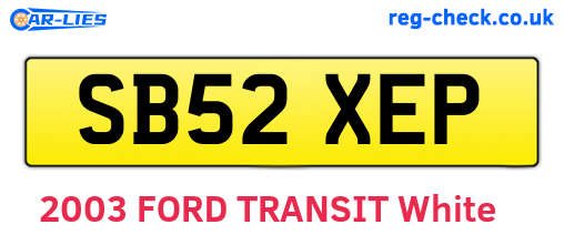 SB52XEP are the vehicle registration plates.