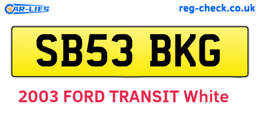 SB53BKG are the vehicle registration plates.