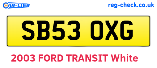 SB53OXG are the vehicle registration plates.