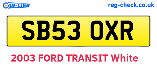 SB53OXR are the vehicle registration plates.