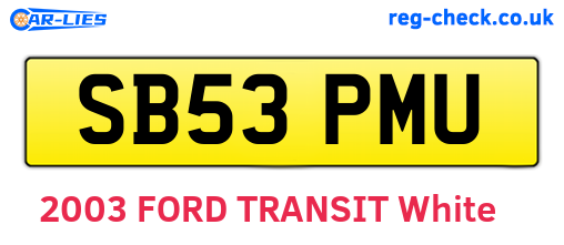 SB53PMU are the vehicle registration plates.