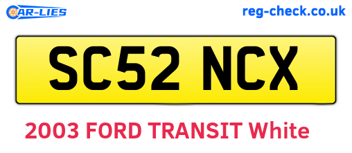 SC52NCX are the vehicle registration plates.