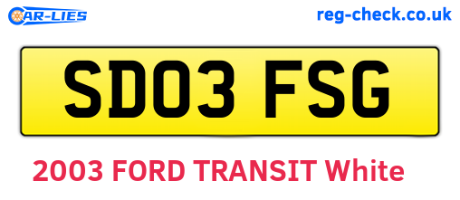 SD03FSG are the vehicle registration plates.