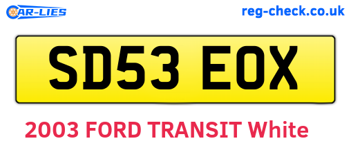 SD53EOX are the vehicle registration plates.