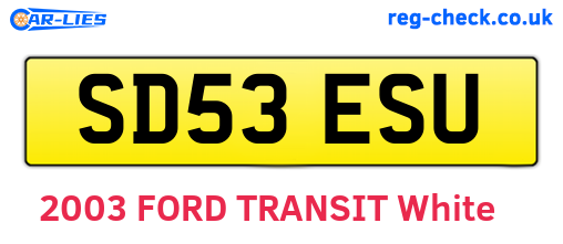 SD53ESU are the vehicle registration plates.