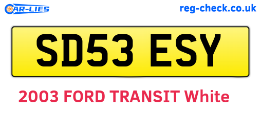 SD53ESY are the vehicle registration plates.