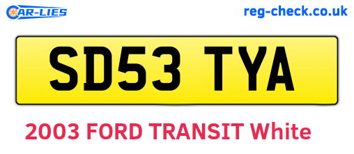 SD53TYA are the vehicle registration plates.