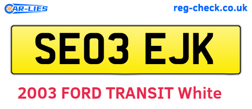 SE03EJK are the vehicle registration plates.