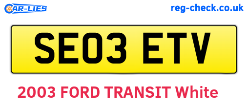 SE03ETV are the vehicle registration plates.