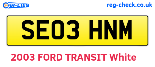 SE03HNM are the vehicle registration plates.