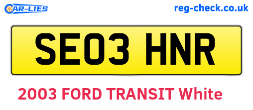 SE03HNR are the vehicle registration plates.