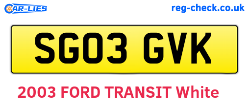 SG03GVK are the vehicle registration plates.