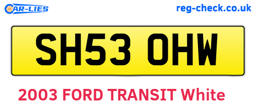 SH53OHW are the vehicle registration plates.